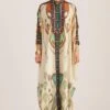 Rajdeep Ranawat Rabia Vanilla Beige Geometric Print Kaftan