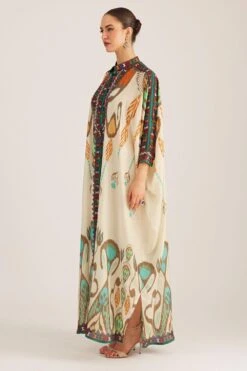 Rajdeep Ranawat Rabia Vanilla Beige Geometric Print Kaftan -Deals Toggora Store 013122023rr04 3