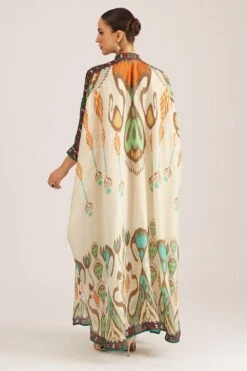 Rajdeep Ranawat Rabia Vanilla Beige Geometric Print Kaftan -Deals Toggora Store 013122023rr04 5