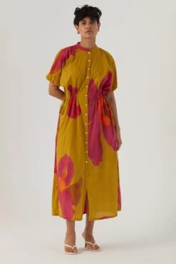 YAM Pink Poppies Tie Up Dress