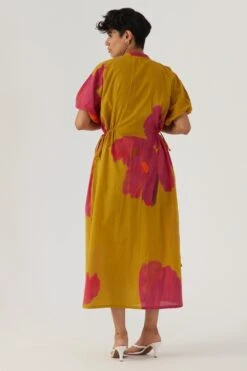 YAM Pink Poppies Tie Up Dress -Deals Toggora Store 040823ym04 5