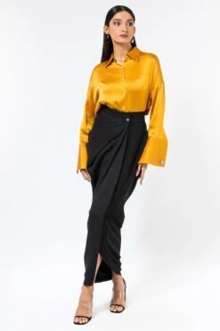 431-88 By Shweta Kapur Black Side Buttoned Skirt