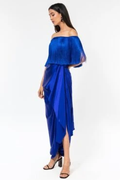 431-88 By Shweta Kapur Royal Blue Layered Skirt