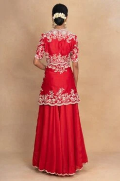 Petticoat Lane By Divya Red Embellished Peplum & Sharara Set -Deals Toggora Store 070623pl01 5