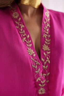 Shorshe Fuchsia Hand Embroidered Kaftan -Deals Toggora Store 0710sh04 3
