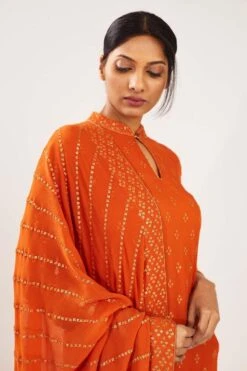 Nakul Sen Organge Chiffon Sharara With Bandhej Sequins Work -Deals Toggora Store 1001 3 2