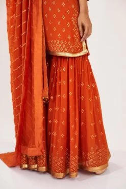 Nakul Sen Organge Chiffon Sharara With Bandhej Sequins Work -Deals Toggora Store 1001 4 1