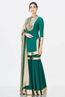 Nakul Sen Emerald Green Sharara With Sequin Embroidery