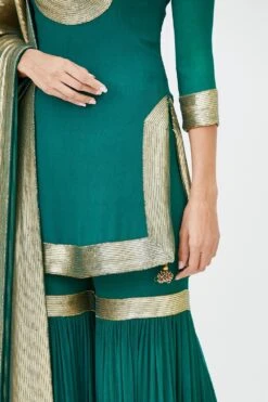 Nakul Sen Emerald Green Sharara With Sequin Embroidery -Deals Toggora Store 1011 4 1