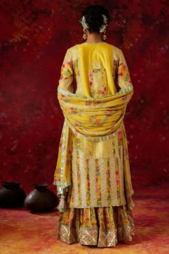Simar Dugal Yellow Patchwork & Embellished Sharara Set -Deals Toggora Store 10sm14 2