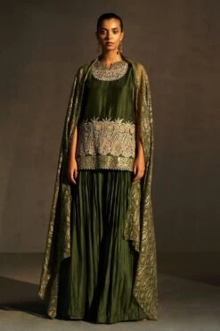Bhumika Sharma Green Embellished Pleated Sharara Set