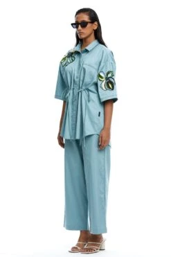 Kanika Goyal Label Blue Solid Ankle Length Pants -Deals Toggora Store 111023kg08 3
