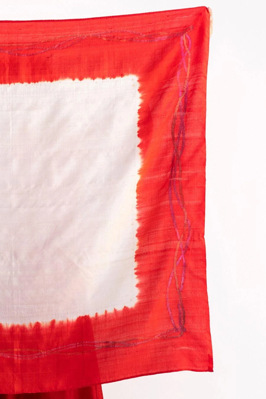 Medium Red & Ivory Jamdani & Shibori Scarf 4 Medium Red & Ivory Jamdani & Shibori Scarf - Image 2