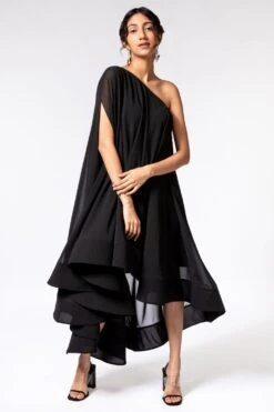 Gauri & Nainika Black One Shoulder Dress