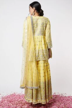 Gopi Vaid Yellow Peplum & Gharara Set With Dupatta -Deals Toggora Store 115gv40 4