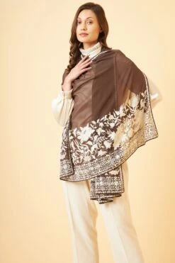 PATINE Mouse Grey Gara Embroidered Stole -Deals Toggora Store 116pat13 3