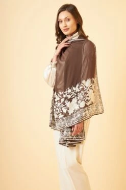 PATINE Mouse Grey Gara Embroidered Stole -Deals Toggora Store 116pat13 4
