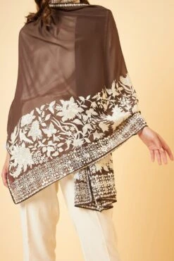 PATINE Mouse Grey Gara Embroidered Stole -Deals Toggora Store 116pat13 5
