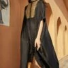 Avacara Black Embroidered Kaftan Set