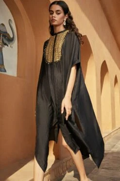 Avacara Black Embroidered Kaftan Set