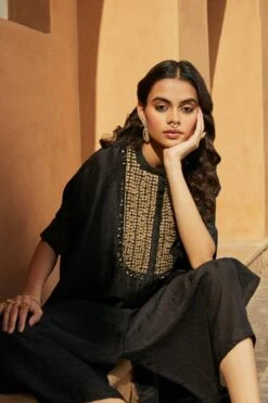 Avacara Black Embroidered Kaftan Set -Deals Toggora Store 1210av05 4