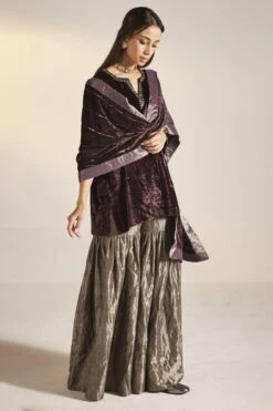 Shorshe Plum & Silver Saifi Sharara Set -Deals Toggora Store 1211sh15 3