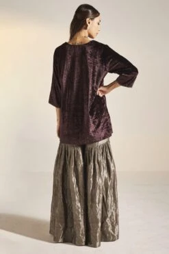Shorshe Plum & Silver Saifi Sharara Set -Deals Toggora Store 1211sh15 6