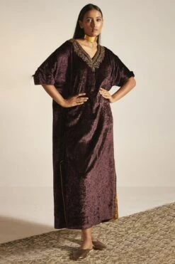 Shorshe Plum Hand Embroidered Noor Kaftan 10 Shorshe Plum Hand Embroidered Noor Kaftan -Deals Toggora Store 1211sh4 4