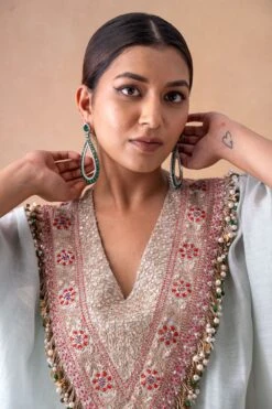 Anamika Khanna Serene Blue Floral & Sequin Adorned Kaftan Set 10 Anamika Khanna Serene Blue Floral & Sequin Adorned Kaftan Set -Deals Toggora Store 12124ak14 4