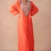 Anamika Khanna Coral Pink Floral & Sequin Adorned Kaftan Set -Deals Toggora Store 12124ak39 1