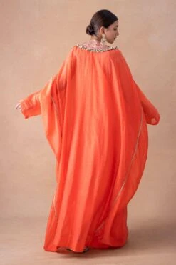 Anamika Khanna Coral Pink Floral & Sequin Adorned Kaftan Set -Deals Toggora Store 12124ak39 5