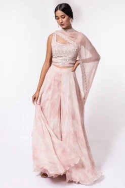 DUARA Pink Tie & Dye Sharara Set
