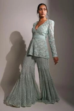 Ritika Mirchandani Aqua Geometric Embroidered Sharara Set -Deals Toggora Store 1312rm19 3
