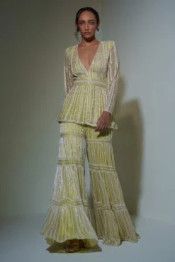 Ritika Mirchandani Lime Green Geometric Embroidered Sharara Set