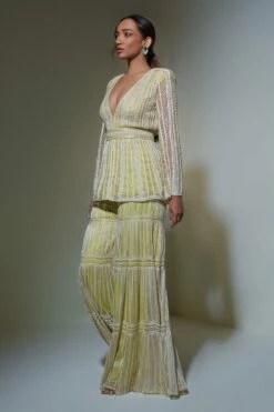 Ritika Mirchandani Lime Green Geometric Embroidered Sharara Set -Deals Toggora Store 1312rm2 3