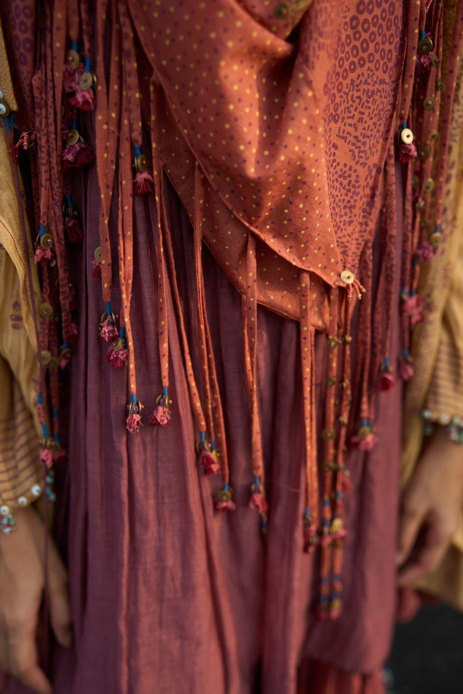 Swatti Kapoor Orange Hand Block Printed Stole 4 Swatti Kapoor Orange Hand Block Printed Stole - Image 2