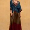 CAPISVIRLEO Embroidered V-neck Tie & Dye Kaftan -Deals Toggora Store 132cp10 1
