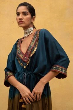 CAPISVIRLEO Embroidered V-neck Tie & Dye Kaftan -Deals Toggora Store 132cp10 4