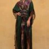 CAPISVIRLEO Brown & Olive Habutai Silk Kaftan