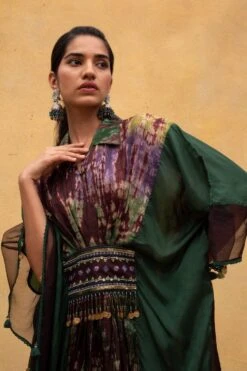CAPISVIRLEO Brown & Olive Habutai Silk Kaftan -Deals Toggora Store 132cp2 4