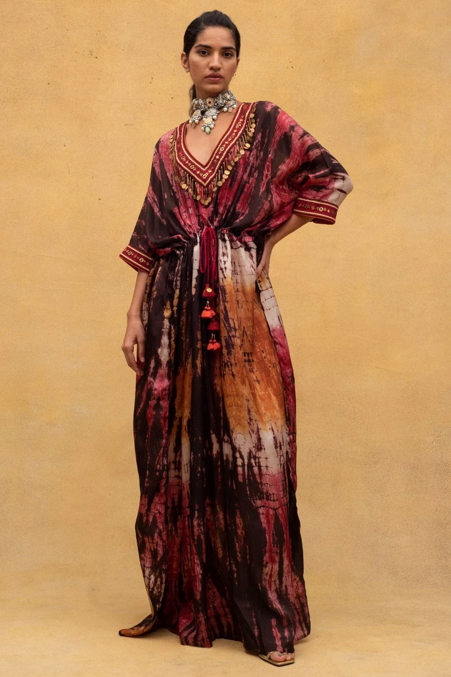 CAPISVIRLEO Red & Rust Tie Dye Kaftan 3 CAPISVIRLEO Red & Rust Tie Dye Kaftan