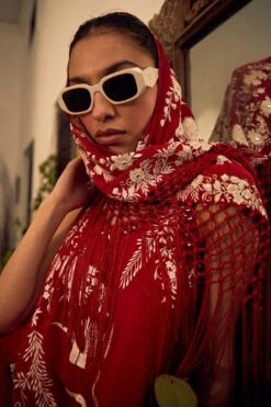 Twenty Nine Red Parsi Gara Wrap Scarf -Deals Toggora Store 13323tn13 4