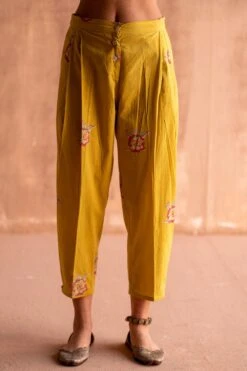 Swatti Kapoor Yellow Handblock Printed Pants -Deals Toggora Store 13623sk11 2