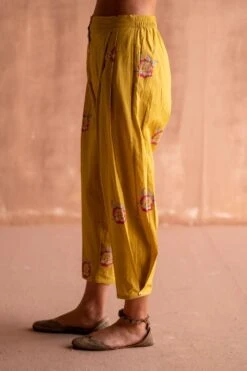 Swatti Kapoor Yellow Handblock Printed Pants -Deals Toggora Store 13623sk11 3