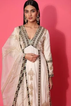 Simar Dugal Ivory Embroidered Sharara Set -Deals Toggora Store 136dug4 2