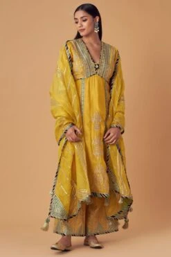 Simar Dugal Yellow Dori Embroidered Sharara Set