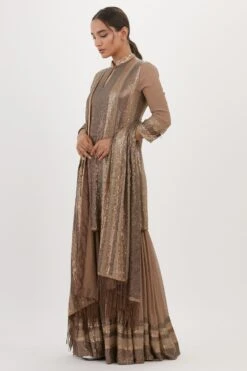 Nakul Sen Brown Sequinned Striped Sharara Set -Deals Toggora Store 13nsc23 3