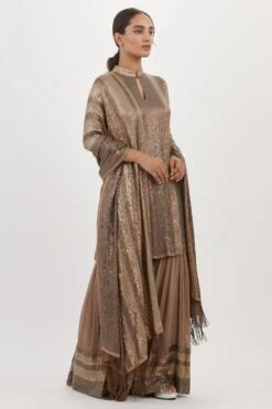 Nakul Sen Brown Sequinned Striped Sharara Set -Deals Toggora Store 13nsc23 4