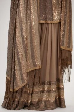 Nakul Sen Brown Sequinned Striped Sharara Set -Deals Toggora Store 13nsc23 6