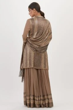 Nakul Sen Brown Sequinned Striped Sharara Set -Deals Toggora Store 13nsc23 7